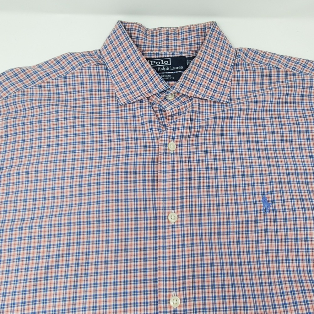 Polo Ralph Lauren Shirt Mens XL Regent Classic Fit Pink Blue Plaid Button-Down